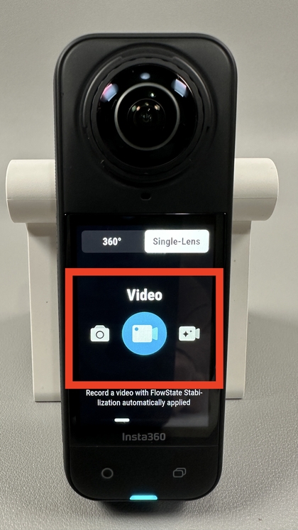 INSTA360 X5 camera mode screen