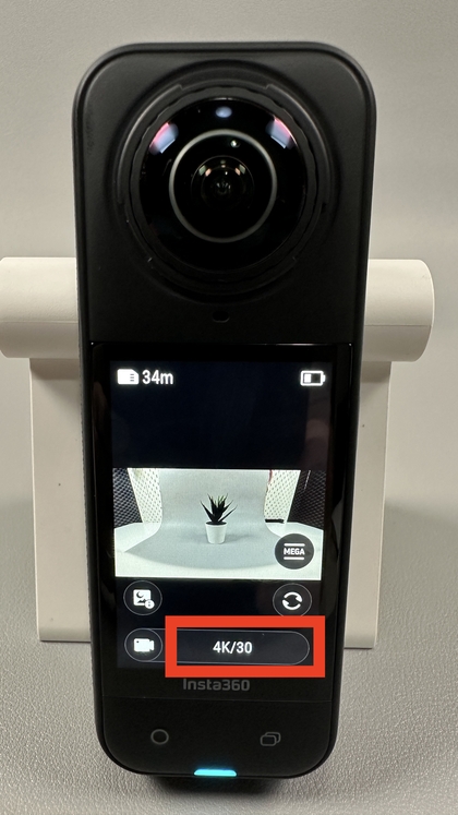 Selecting 4K resolution on INSTA360 X5