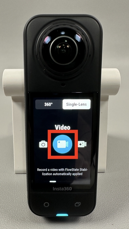 Video mode selection screen on INSTA360 X5