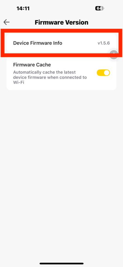 Knap til at opdatere firmware p&aring; INSTA360 X5