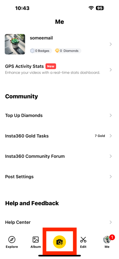 Tilslut INSTA360 til smartphone wifi