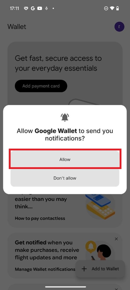 V&yacute;zva na udelenie povolenia pre Google Peňaženku na Nothing Phone 3