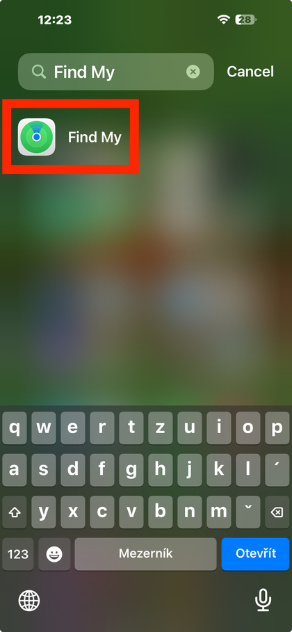 Aplicația Apple Find My pe ecranul principal al iPhone-ului