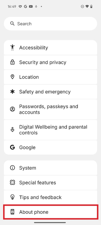 Verificando as defini&ccedil;&otilde;es do n&uacute;mero IMEI no Nothing Phone 3