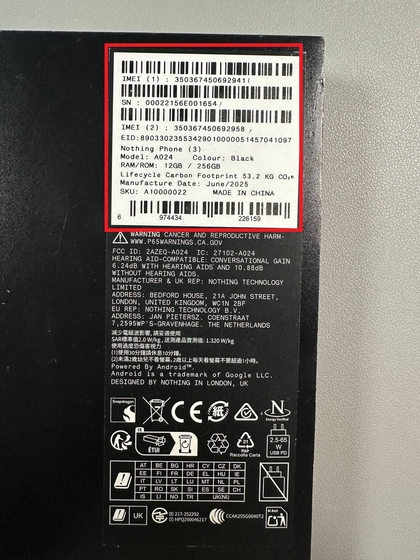 Verificando as defini&ccedil;&otilde;es do n&uacute;mero IMEI no Nothing Phone 3