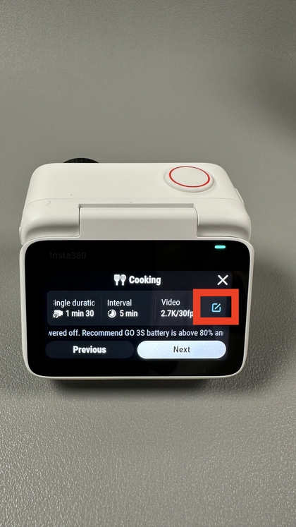 Customizing recording settings on Insta360 GO 3S