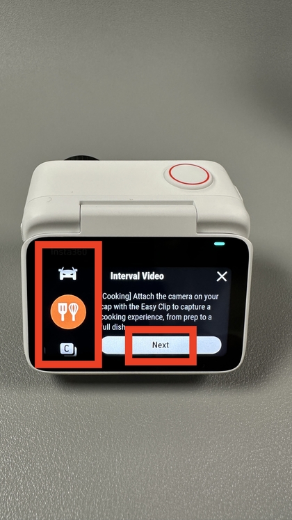 Selecting a video recording mode on Insta360 GO 3S