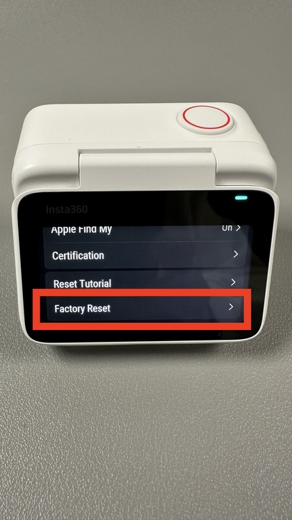 Insta360 GO 3S'de fabrika ayarlarına sıfırlama se&ccedil;eneği