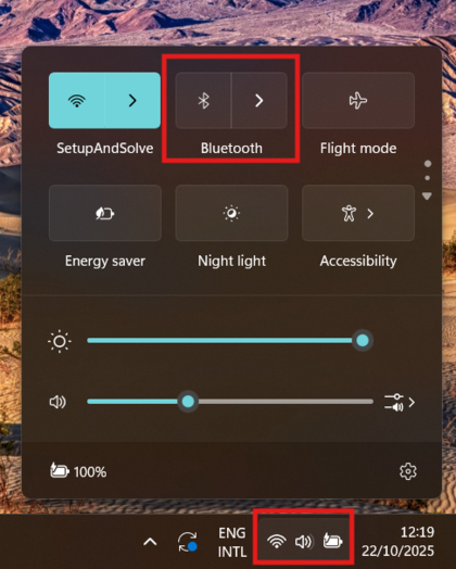 Bluetooth- og enhedsindstillinger p&aring; en Windows b&aelig;rbar computer