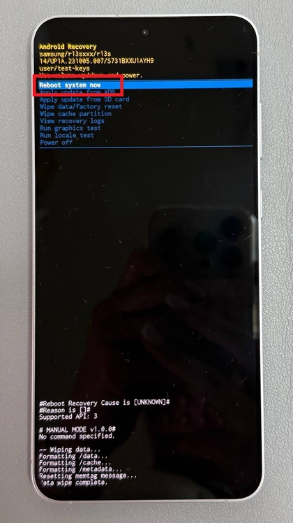 Rebooting Samsung Galaxy S25 FE