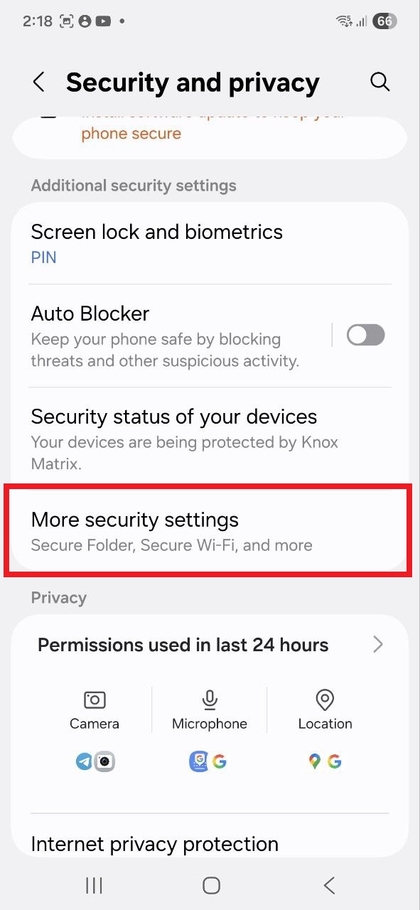 Mais Defini&ccedil;&otilde;es de Seguran&ccedil;a no Samsung Galaxy S25 FE