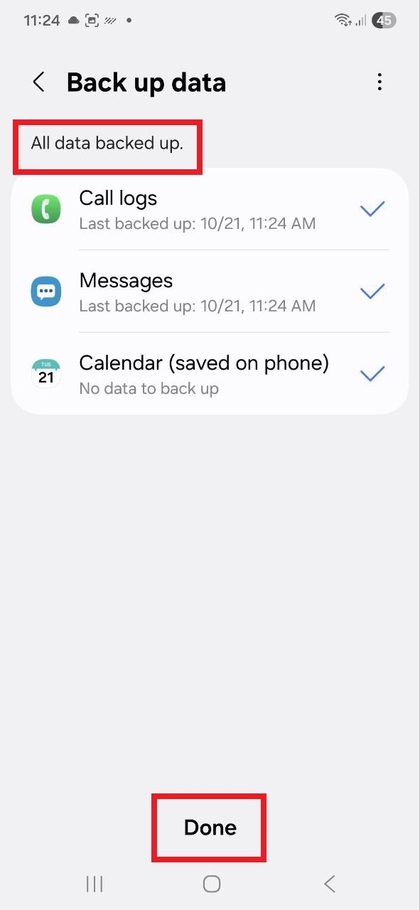 Starter Samsung Cloud-sikkerhetskopiering