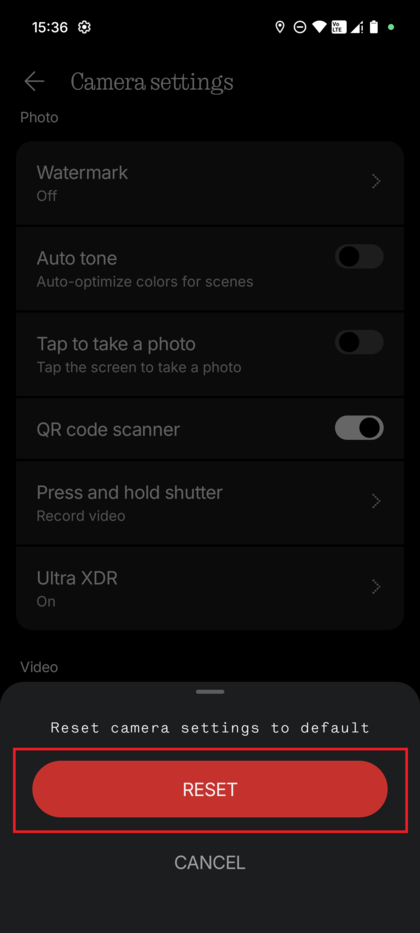 O di&aacute;logo pop-up de confirma&ccedil;&atilde;o com o bot&atilde;o 'REPOR' destacado para confirmar a a&ccedil;&atilde;o.