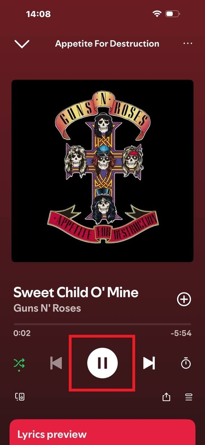 Afspiller musik ved hj&aelig;lp af Spotify-app