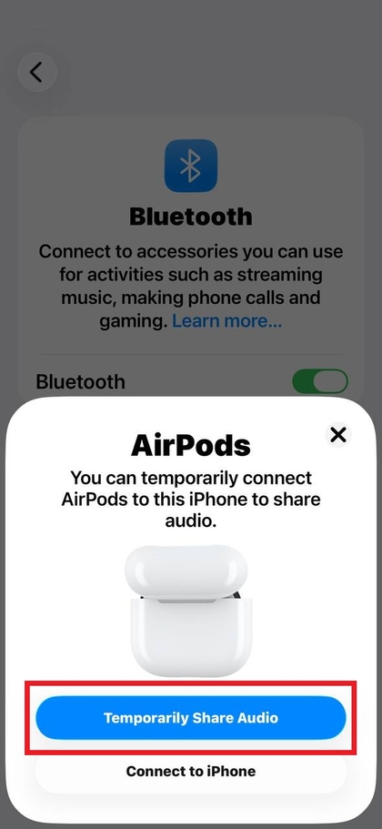 Valg af Del lyd-mulighed