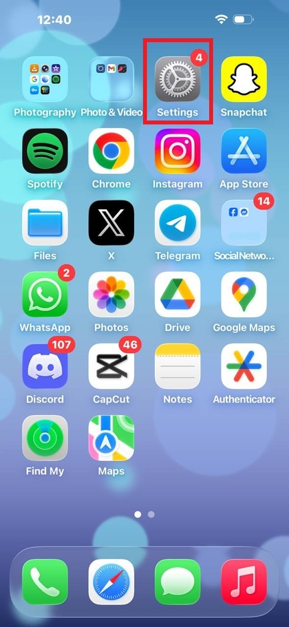 iPhone Indstillinger-appikon