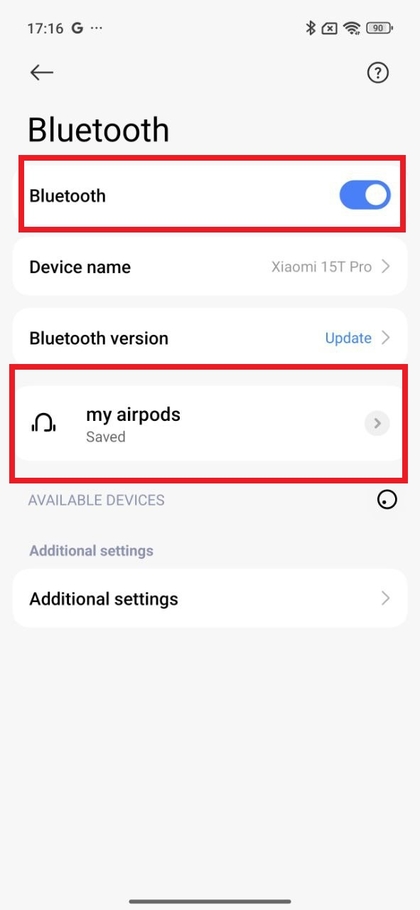 Fikia mipangilio ya Bluetooth kwenye kifaa cha Android