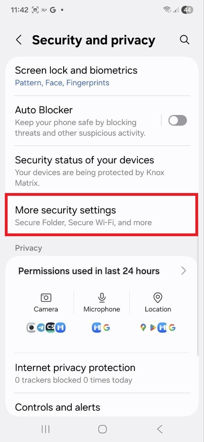 M&aacute;s Ajustes de Seguridad en el Galaxy S25 FE