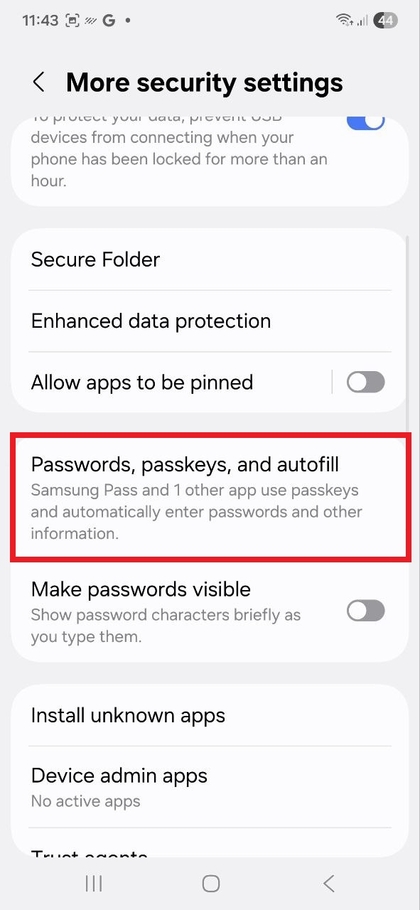 Opci&oacute;n de Contrase&ntilde;as, Claves de Acceso y Autocompletar