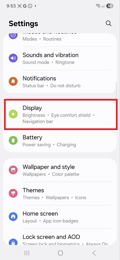Op&ccedil;&atilde;o de Tela nas Configura&ccedil;&otilde;es