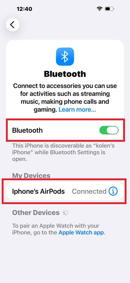 Connecting AirPods to iPhone