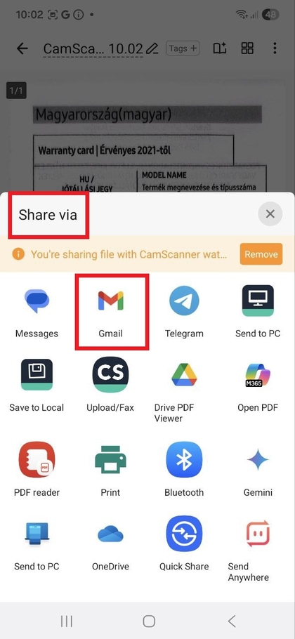 Opsioni i ndarjes s&euml; dokumentit me email