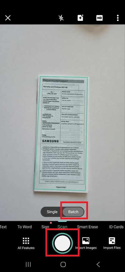 Skanimi i faqeve me CamScanner