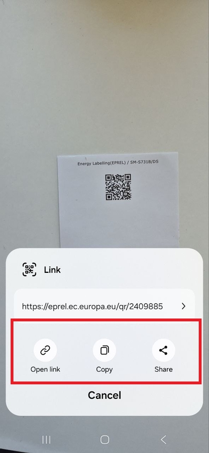 Scan QR code button in Quick Settings