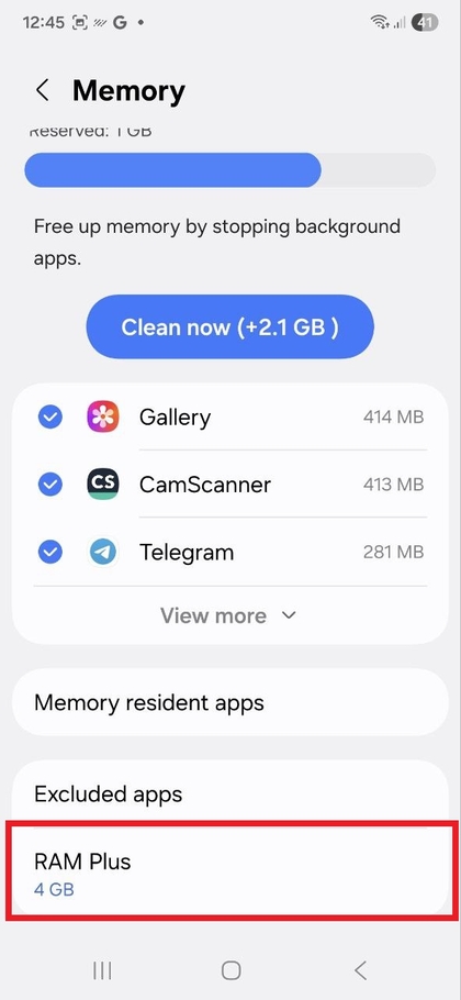 Secci&oacute;n de Memoria que muestra el uso de la RAM