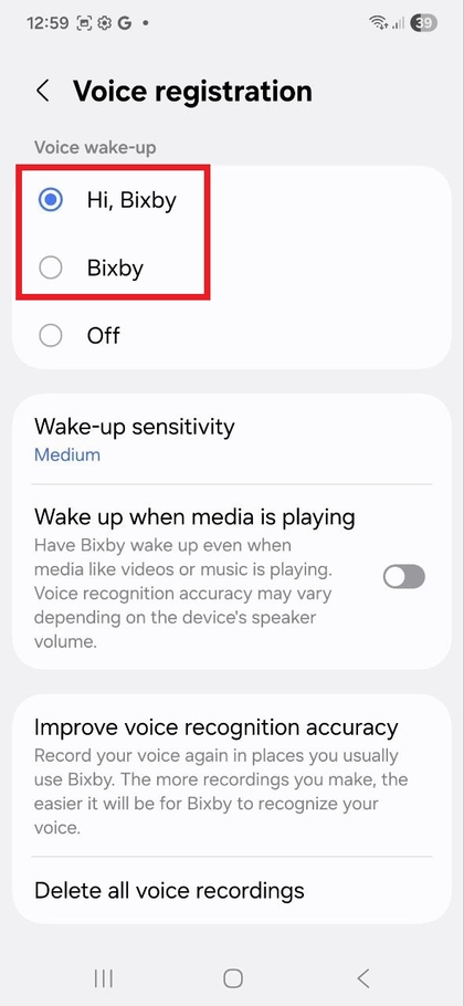 Aktivointitapavaihtoehdot Bixbylle