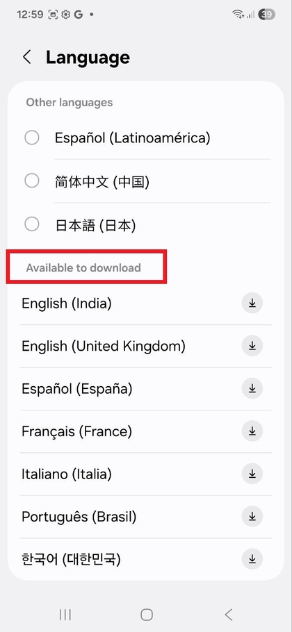 Avattava valikko kielivaihtoehdoille