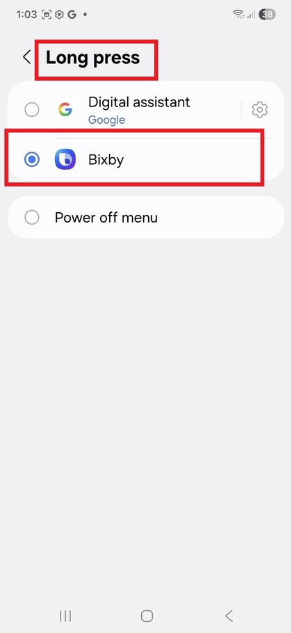 Bixbyn aktivoinnin asennus sivupainikkeella