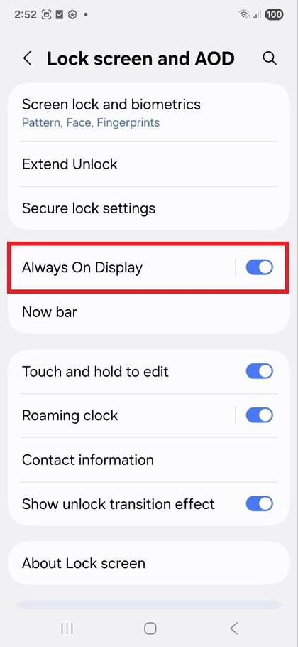F&aring; tilgang til Always-On Display-innstillinger p&aring; Samsung Galaxy S25 FE