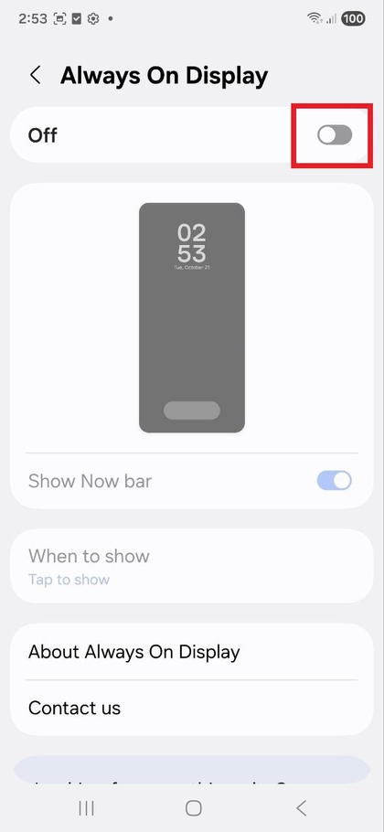 Aktiver eller deaktiver Always-On Display p&aring; Samsung Galaxy S25 FE
