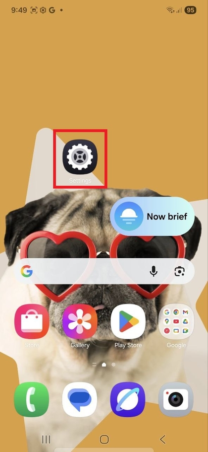 Открытие настроек на Samsung Galaxy S25 FE