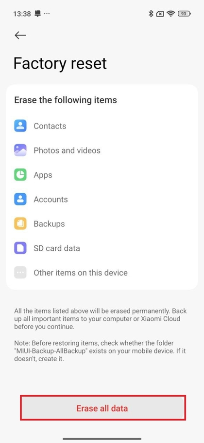Koraci za tvorničko resetiranje Xiaomi 15T Pro putem postavki
