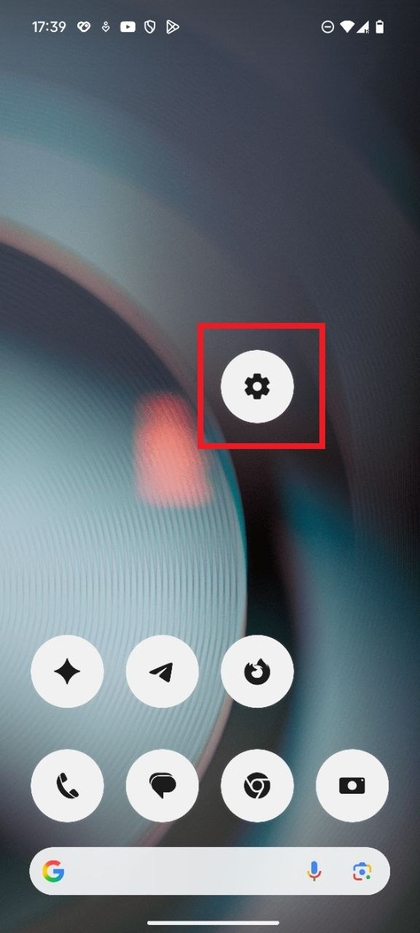 Captura de pantalla que muestra el icono de la aplicaci&oacute;n de configuraci&oacute;n en la pantalla de un smartphone