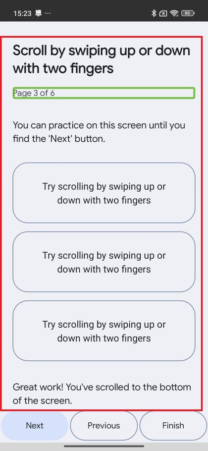 TalkBack-Gesten auf Xiaomi 15T Pro
