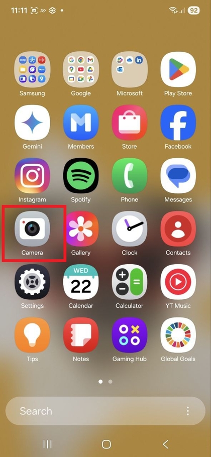 Abrindo o aplicativo C&acirc;mera no Samsung Galaxy S25 FE