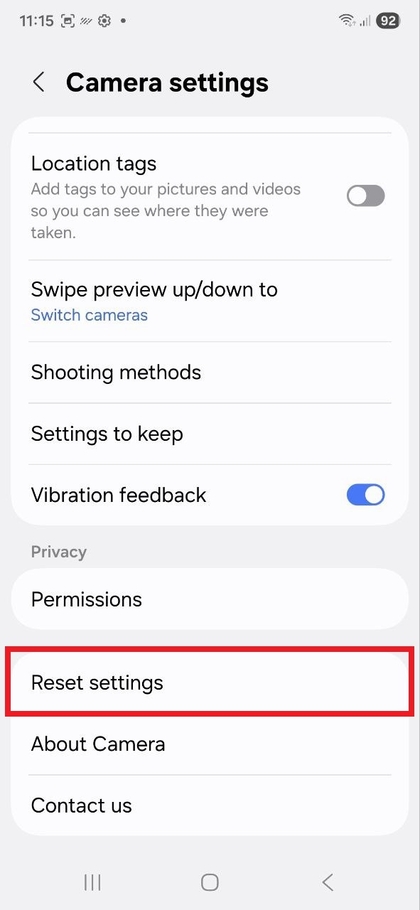 Op&ccedil;&atilde;o de redefini&ccedil;&atilde;o de configura&ccedil;&otilde;es
