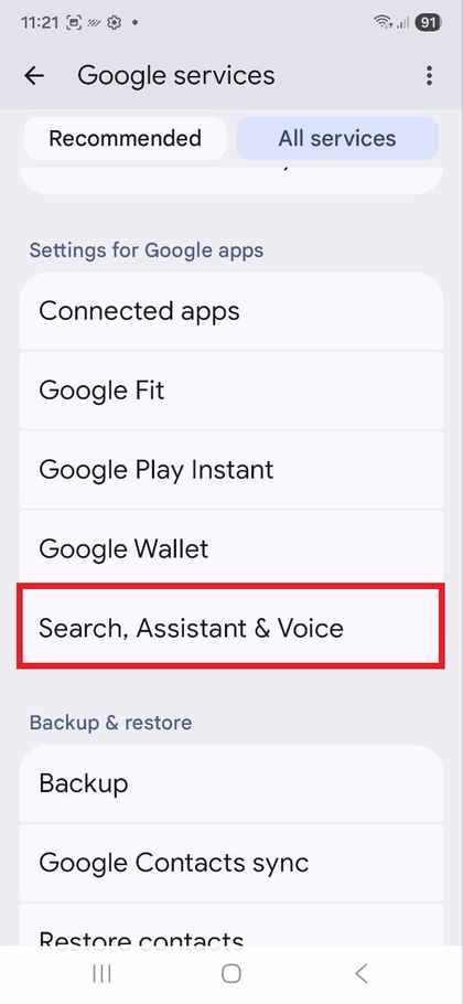 Іздеу Көмекші және Дауыс параметрлері экраны