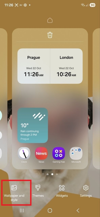 Selectați Imagine de fundal și stil