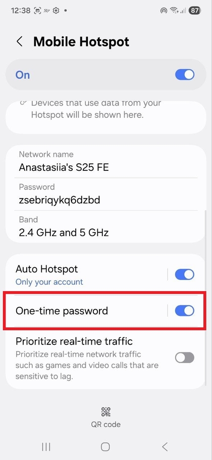 Op&ccedil;&otilde;es de seguran&ccedil;a para ponto de acesso m&oacute;vel no Samsung Galaxy S25 FE