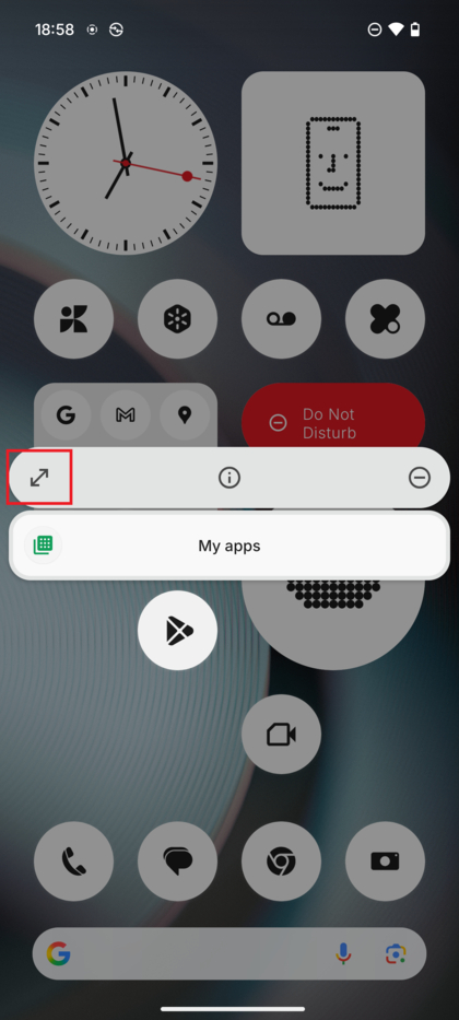 Dugi pritisak na pojedinačnu ikonu aplikacije koja prikazuje opciju Uvećaj u skočnom izborniku.