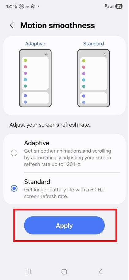Terapkan Perubahan pada Kecepatan Refresh di Samsung Galaxy S25 FE