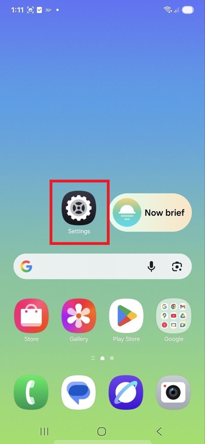Abrindo o aplicativo de configura&ccedil;&otilde;es no Samsung Galaxy S25 FE