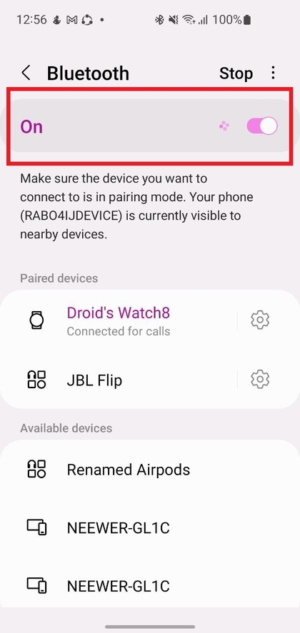 F&aring; adgang til Bluetooth-indstillinger p&aring; en Android-enhed