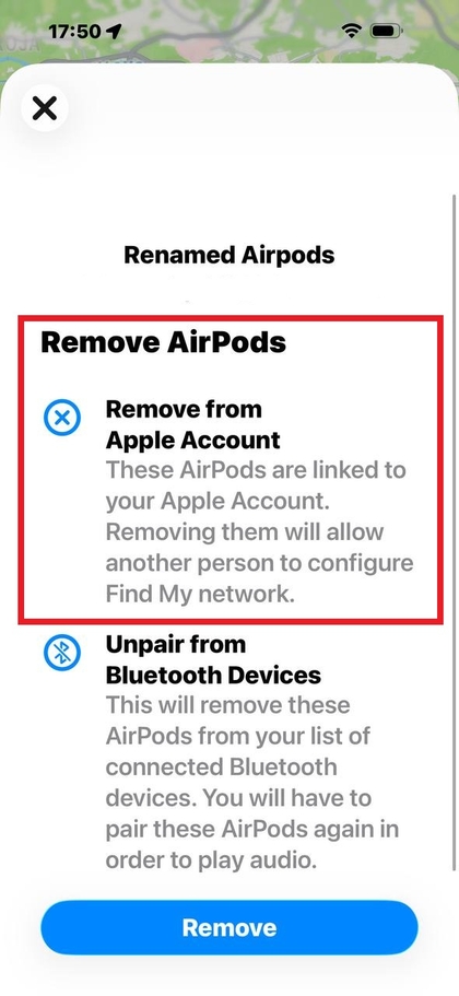 AirPods'i iCloudist eemaldamise v&otilde;imalus