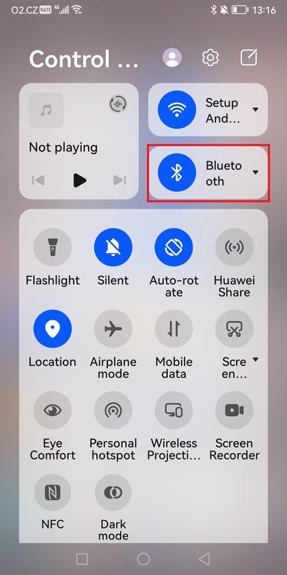 Android kontrol panelinde Bluetooth simgesi
