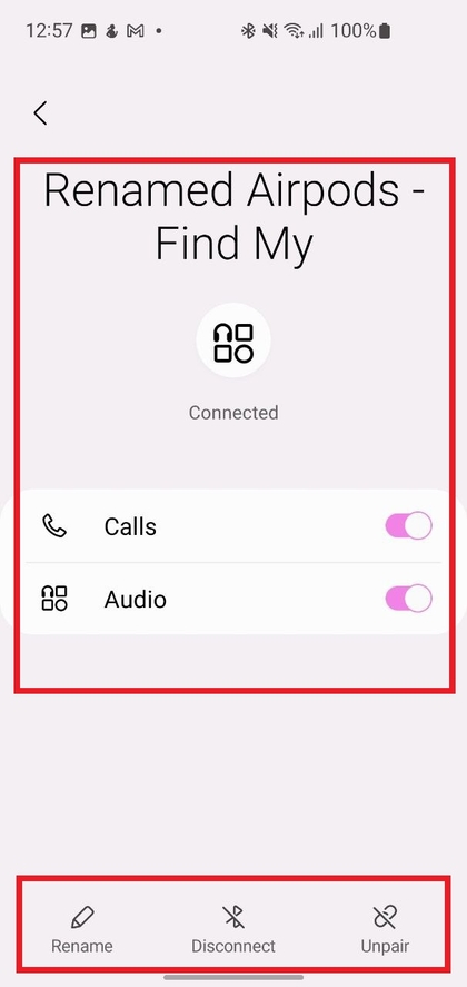 Android'de AirPods i&ccedil;in ayarlar ekranı